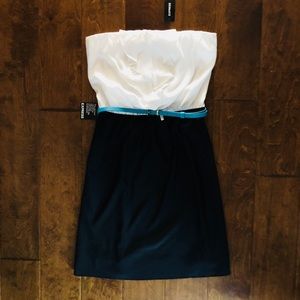 EXPRESS Black & White Strapless Mini Dress
